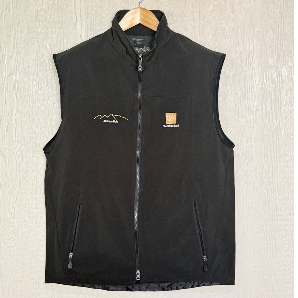 North End Mens Jackson Hole Wells Fargo Private Bank Softshell Vest Black L Nice